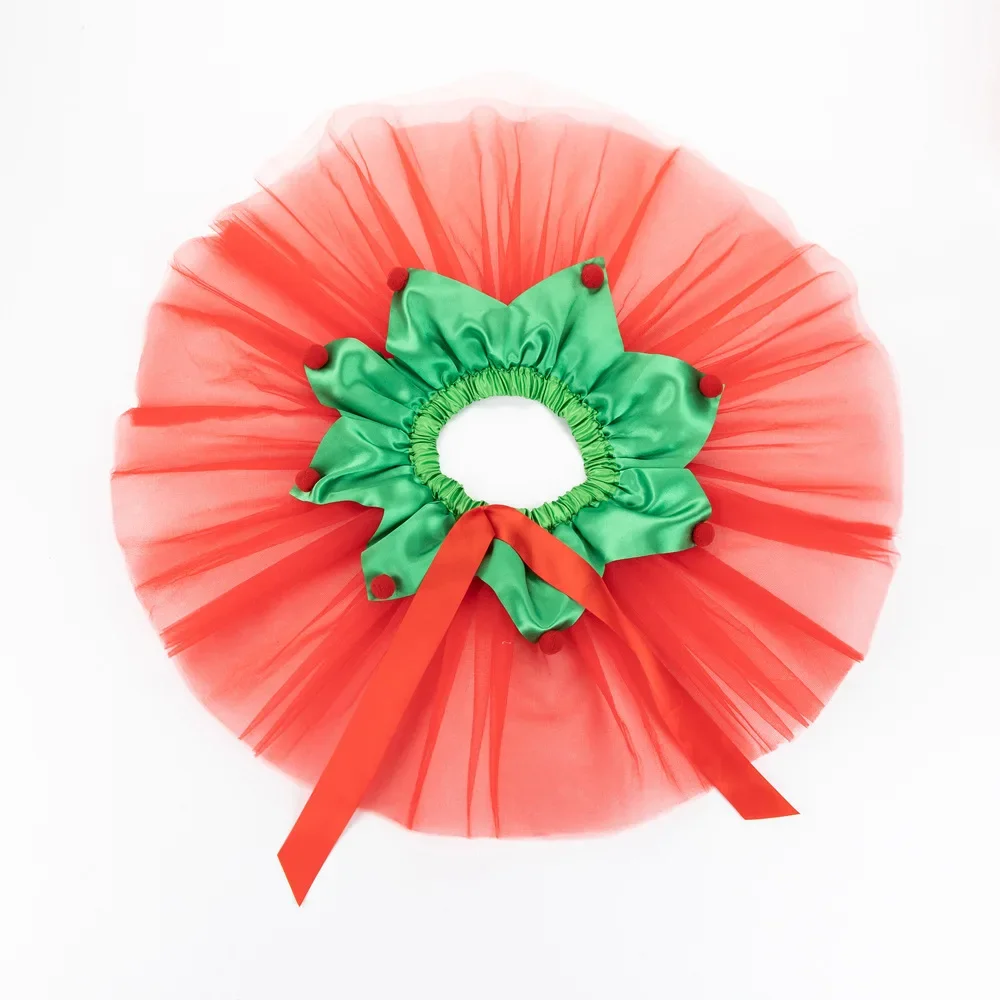 Kids Girl Tutu Skirts Girl Christmas Clothes Red Green Xmas Baby Performance Skirt Hairband
