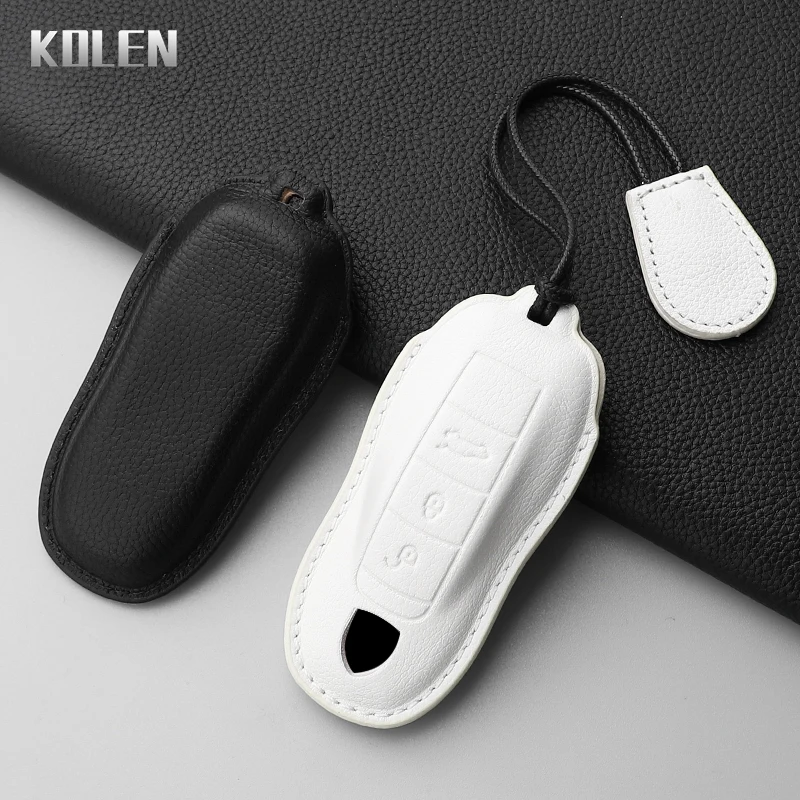 Leder Auto Schlüssel etui Abdeckung Shell Fob für Porsche Panamera Spyder Carrera Macan Boxster Cayman Cayenne 911 970 981 991 Schlüssel bund