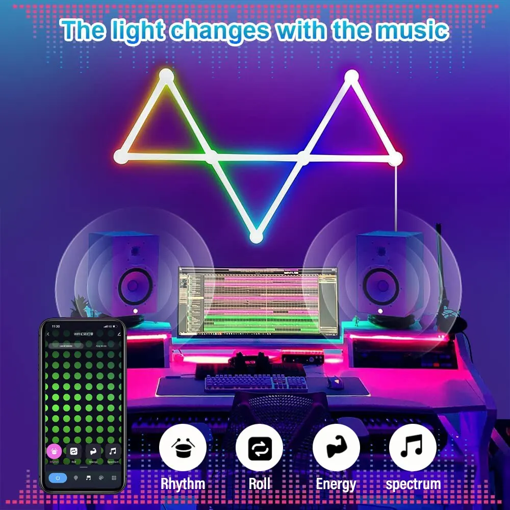 ORJLWJ Music Rhythm Light Giallo, Bluetooth, Visualizzatore Musicale