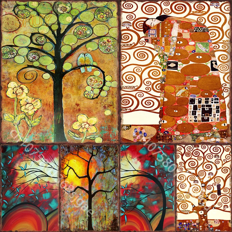 

The Tree of Life Print Metal Tin Signs for Home Bedroom Wall Art Decoration Living Room Cafe Shop Plaques Dorm Vintage Posters