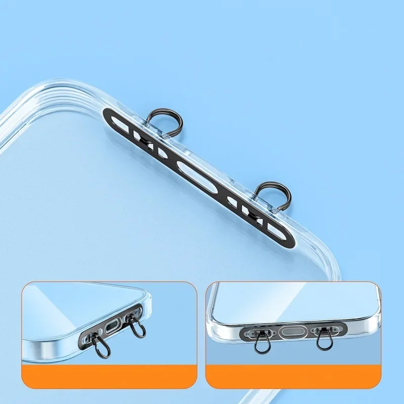 Ultra-Thin Metal Phone Lanyard Kit - Stainless Steel Safety Connector and Hanging Cord Clips