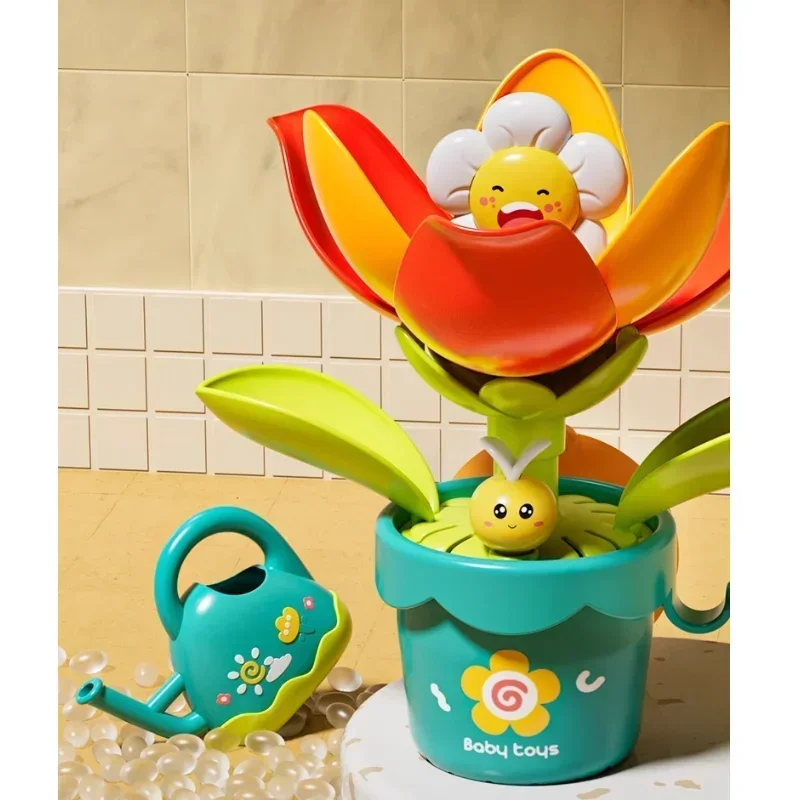 Bambino Divertente Gioco d'Acqua Giocattolo da Bagno Girasole Bagno Doccia Acqua Spray Bagno Vasca da Bagno Giocattolo Divertimento Spruzzatore d'Acqua - immagine 4