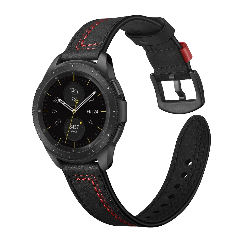 22mm 20mm Leather strap For Samsung Galaxy Watch Gear S3/Active 2/Huawei Watch GT2 breathable bracelet band For Amazfit GTR/GTS
