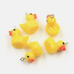 Set of 10 Colorful 3D Duck Charms for Handmade Jewelry and Crafts (01)