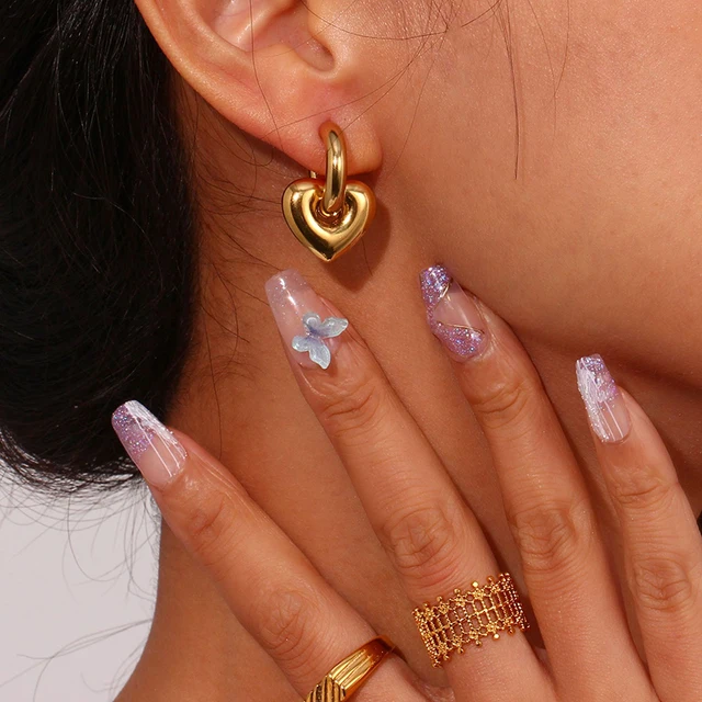 Olivia Heart Star Hoop Earrings 6