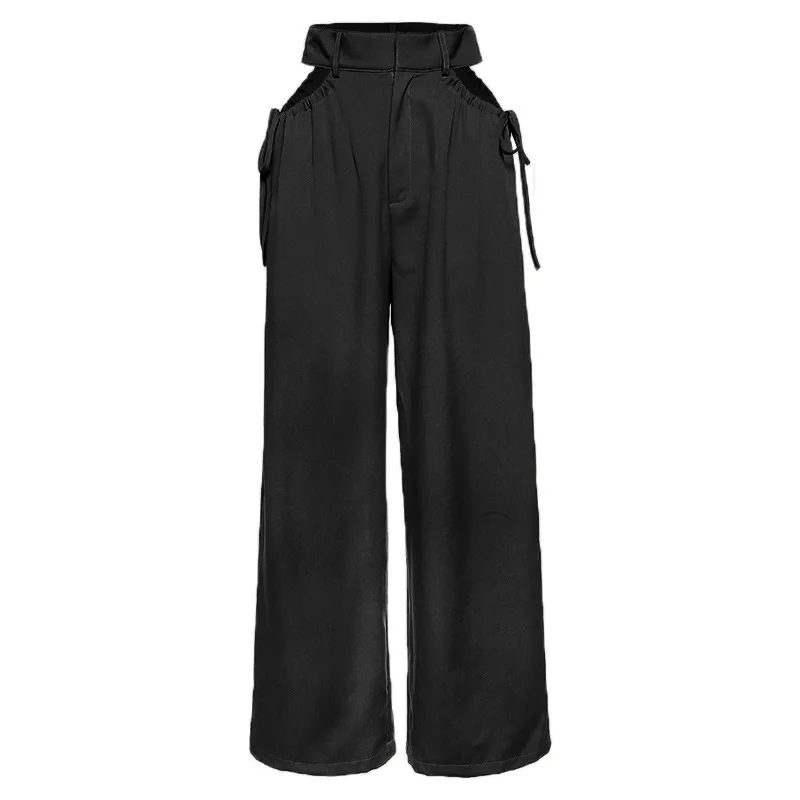 Women's Summer Straight High-waisted Casual Leggings Pants Thin Loose High-street Trouser All-match Style Harlan Pure Long Pants