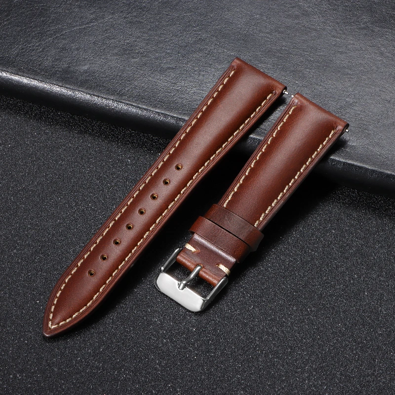 Timeless Brown Leather Watch Strap with Pin Buckle