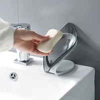 Bathroom Soap Holder Leaf Shape Dish Soap Kitchen Sponge Soap Box Storage Non-slip Drain Soap Case Container Bathroom accessorie 5
