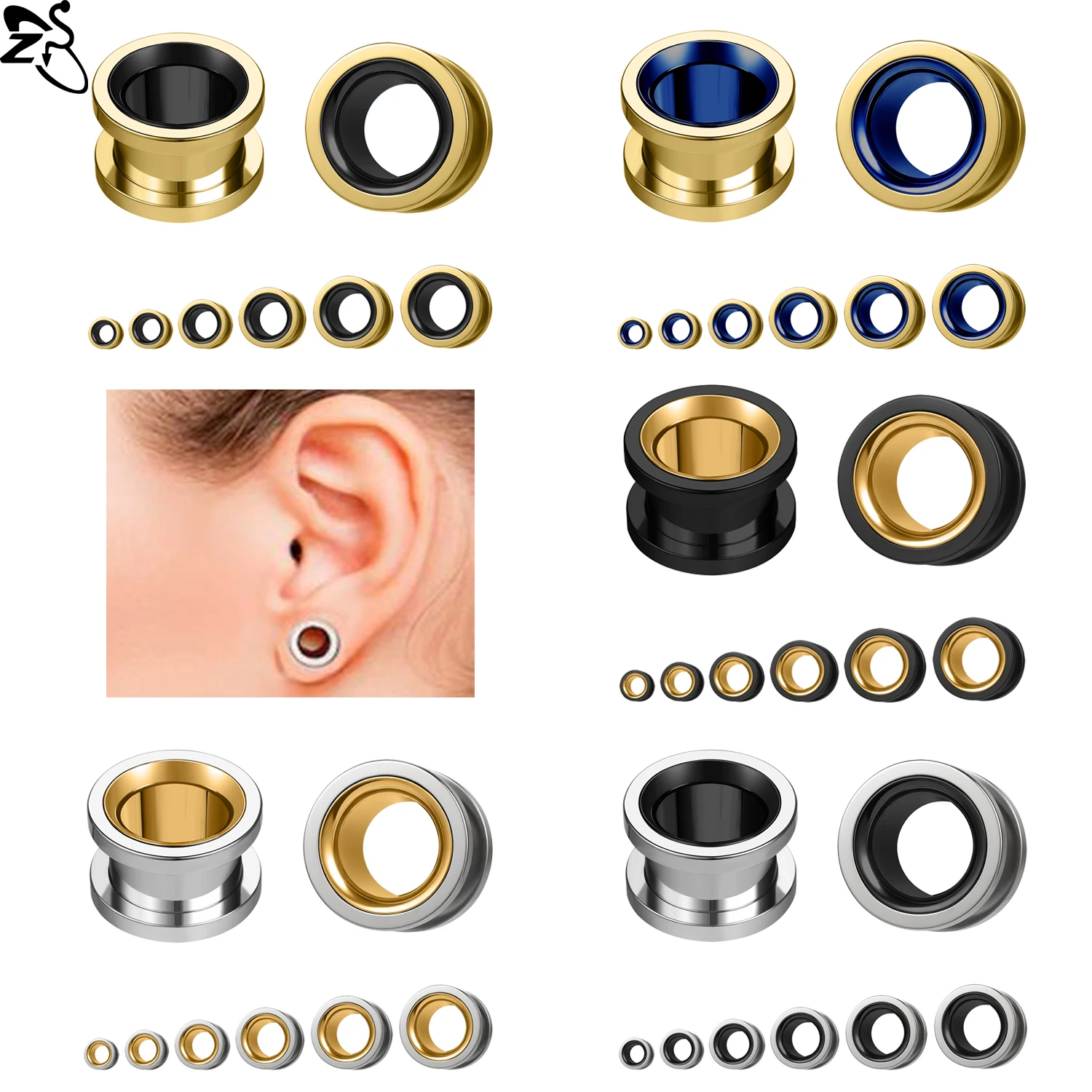 Stainless Steel Ear Plug And Tunnel Ear Stretchers Piercing Jewelry 1 Piece