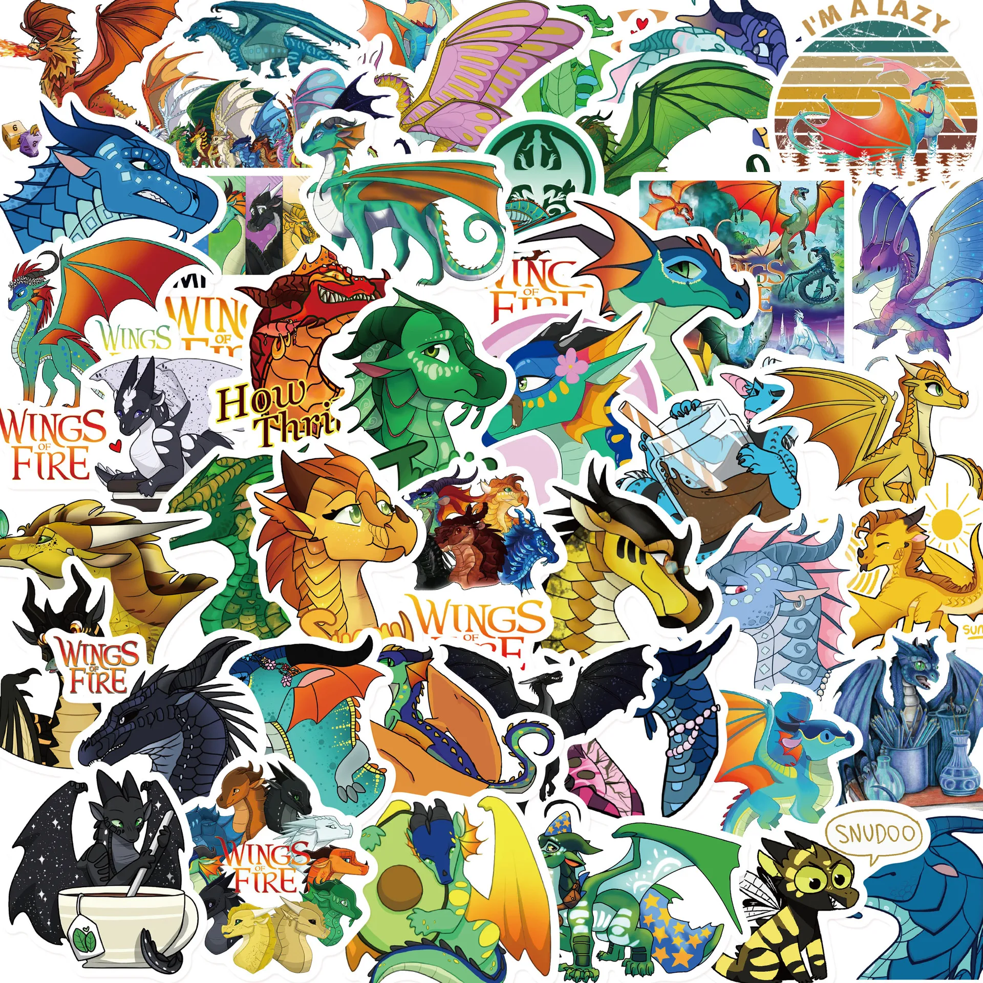 2 Style 50/60Pcs Cartoon Wings of Fire Stickers Flying Dragons Graffiti Stickers for DIY Luggage Laptop Bicycle Stickers wings of fire book 11 the lost continent