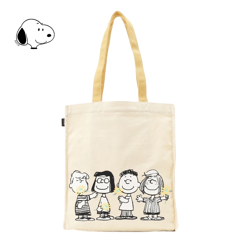 

Kawaii Snoopy Canvas Buckle Tote Bag Casual and Versatile Handbag Large Capacity Single Shoulder Women's Bag Girl Toy Gifts