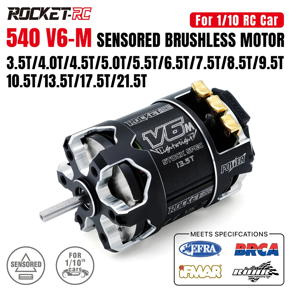 ROCKETRC 1:10 RC카용 브러시리스 센서 모터 샤프트, 540-V6M, 높은 RPM, 높은 전도도 경쟁, 3.175 개조/SPEC