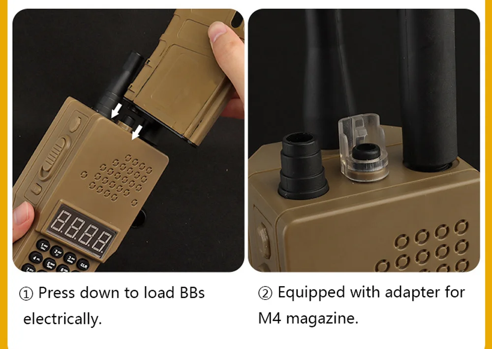 Tactical BB Balls Loader Box Electric Counting PRC-152 Radio Model Pouch Compatible MOLLE Vest Airsoft M4 5.56 BBs Storage Case