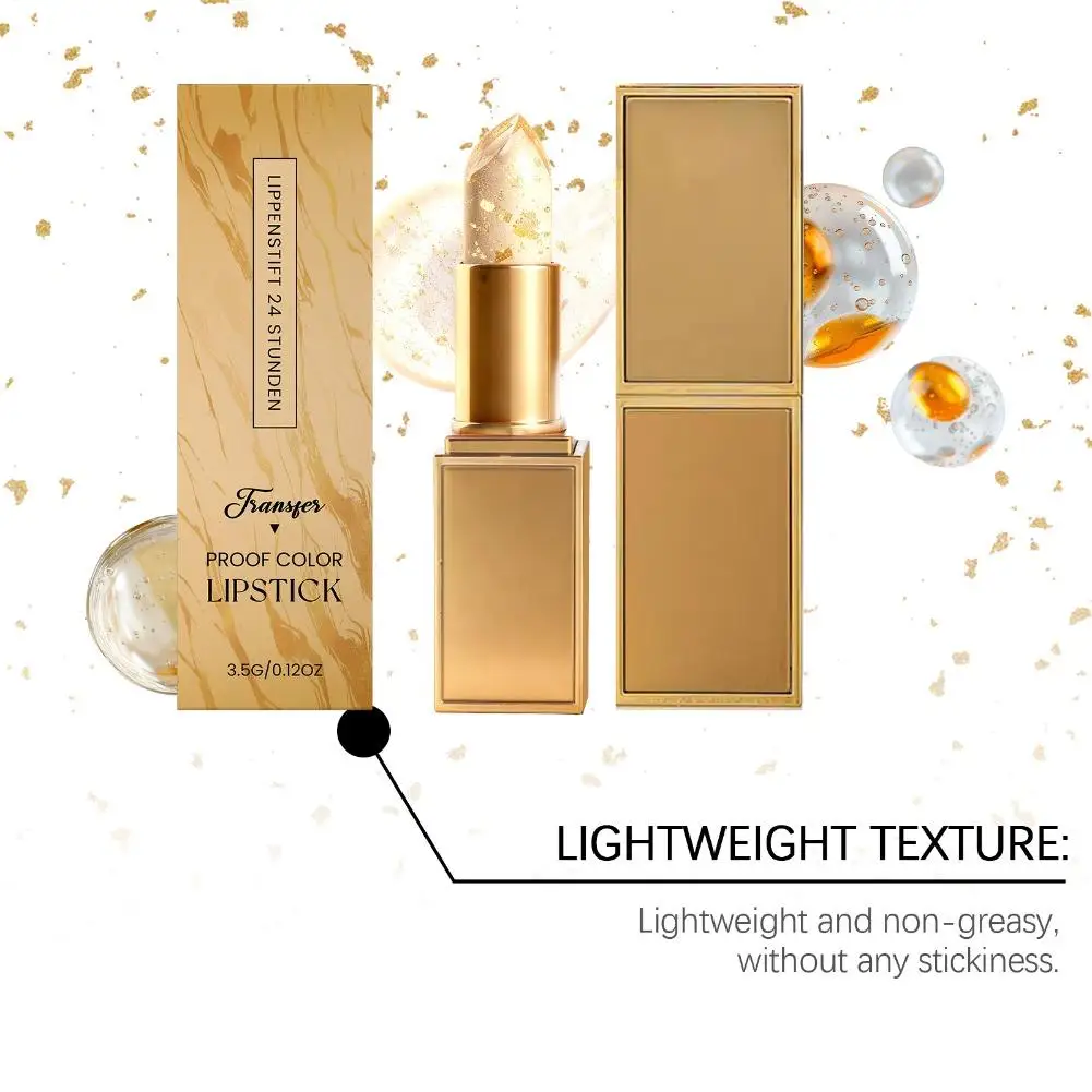 Farbwechselnder Lippenstift mit Goldpartikeln, feuchtigkeitsspendend, hochglänzend, verblasst nicht, Lippenlinie nicht verflüchtigend, Lipgloss, nicht fettig, nicht klebend, feuchtigkeitsspendender Lippenbalsam – Detail 15