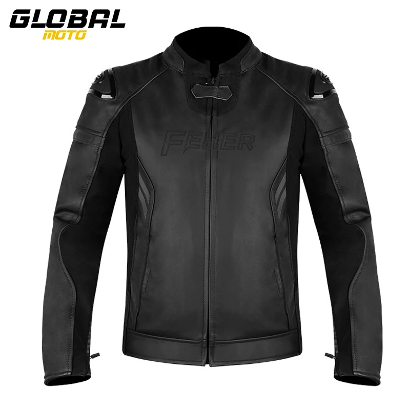 Motorcycle Leather Jacket Men Windproof Motocross Outdoor Cycling Protective Clothing Wear Resistant Leather Clothing
