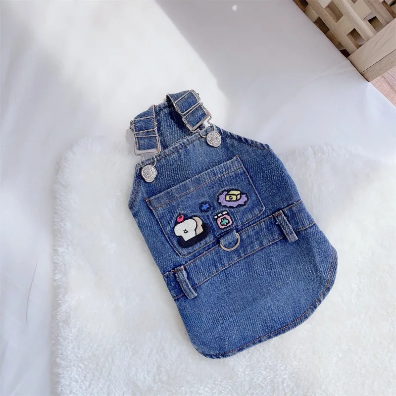 Dog Clothes Denim Straps Skirts Vests Small Biker Pomeranian