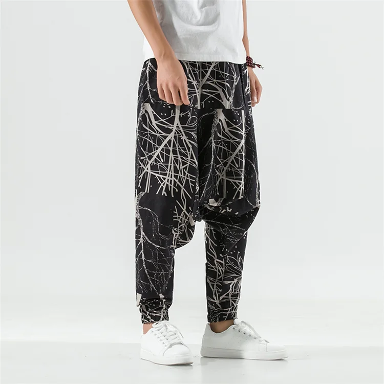 Sommer Nepal Drucke Baumwolle Leinen Jogger Männer Baggy Hippie Boho Gypsy Aladdin Cargo Hosen Yoga Harem Hosen Frauen – Detail 7