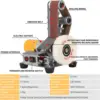 Mini Belt Sander Electric Sanding Polishing Grinding Machine 7 Variable Speed with Grinding Wheel for Polishing Wood Acrylic 2
