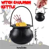 12pcs Mini Black Cauldron with Handle Halloween Mini Witch Cauldron Kettles Multi-purposed Small Plastic Cauldron Halloween 6