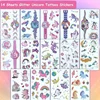 14 Sheets Glittering Unicorn Tattoo Stickers for Personalized Decoration, Temporary Tattoos for Children Kids 2