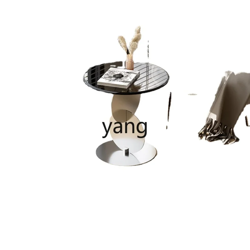 

Yjq Minimalist Tempered Glass Home Living Room Small Coffee Table Designer Sofa Balcony Leisure Corner Table
