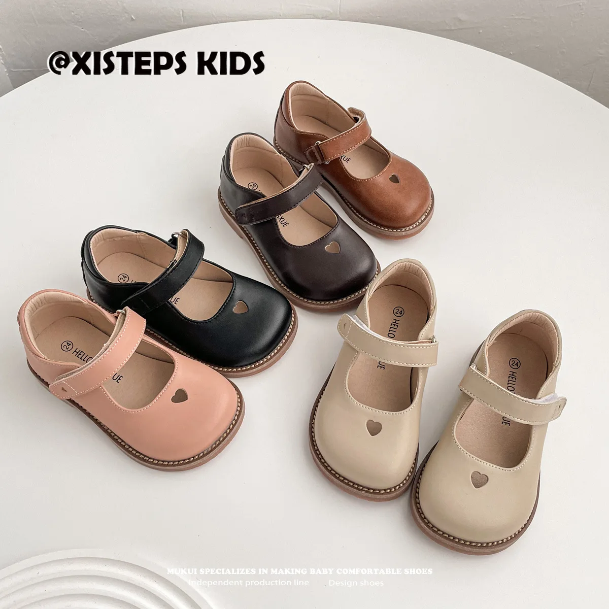 

2023 Autumn Princess Girls Leather Shoes Elegant Retro Dress Shoes Soft Sole Non-slip 2-10Y Toddler Baby Girl Flats Shoes