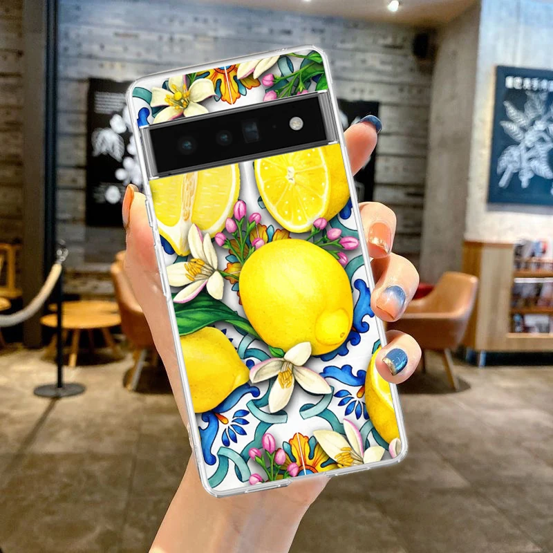 Mediterranean Lemon Soft Silicone Shockproof Clear Phone Case