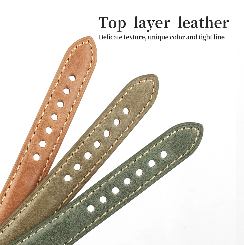 Genuine Leather Watchband 20mm 22mm Handmade Watch Strap Vintage Watch Accessories for Panerai Smartwatch Bracelet