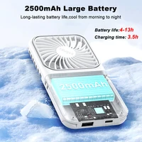 Mini ventilateur portable pliable de bureau, rechargeable 2500 mAh, 4 vitesses, avec support pour téléphone, ventilateur de refroidissement à suspendre au cou pour extérieur 4