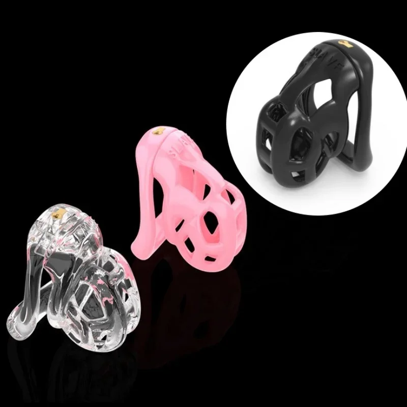 Small Lock Cylinder Chastity Cage Male Sissy Bondage Penis Lock with 4 Size Rings Cock Cage Adult Gay Sex Toys