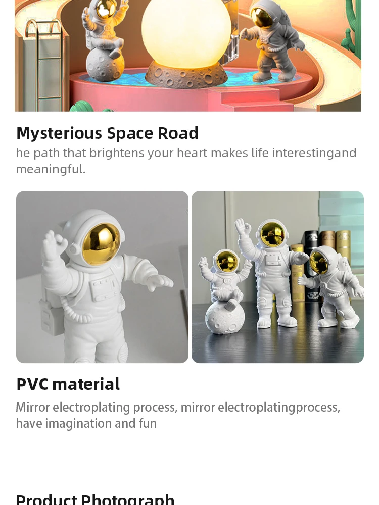 Description Picture 6 of itemAstronaut Ornament Yellow Moon Ambient Light Office Wine Cooler Decorations Modern Astronaut Desktop Ornaments Modeling