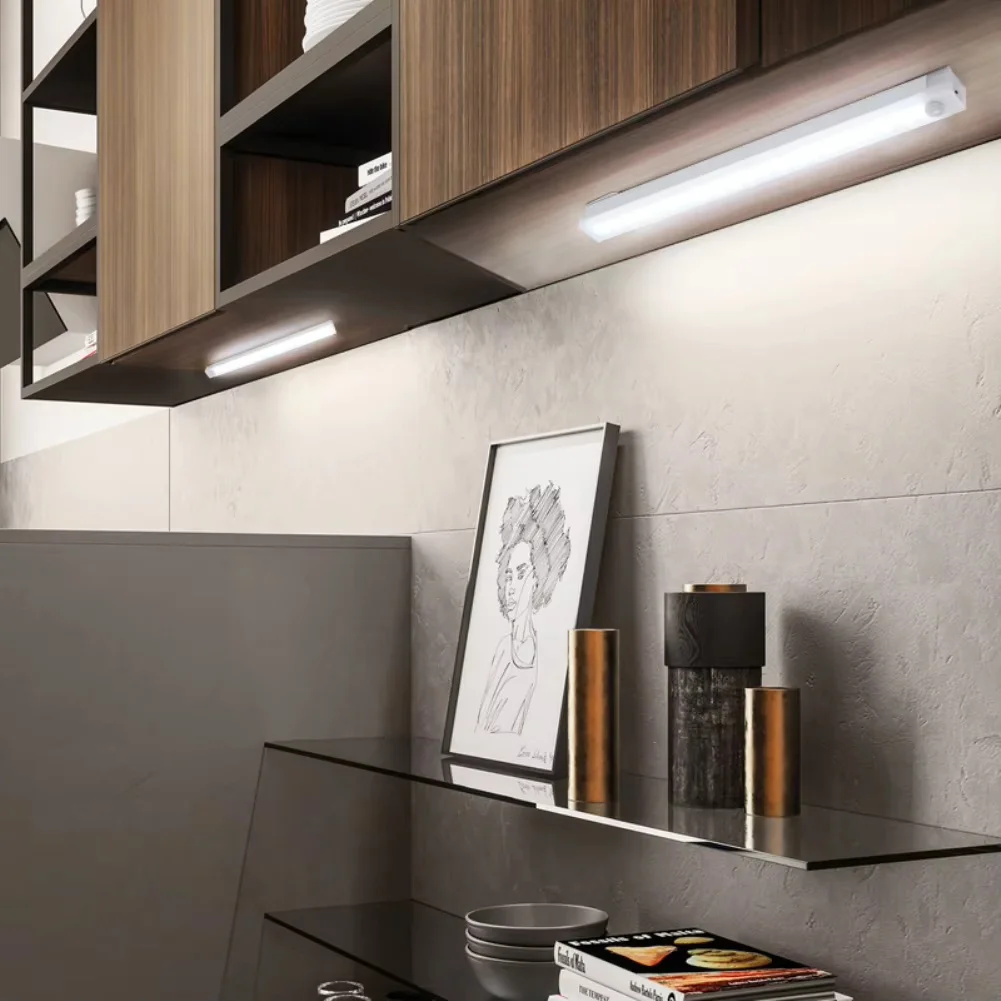Motion Sensor Light Wireless Rechargeable LED Night Light 10/20/30/50cm Closet Cabinet Wardrobe Kitchen Staircase Backlight