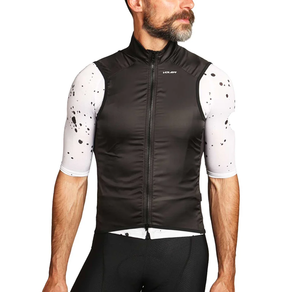 VOLER Men's Cycling Windproof Vest Three Deep Pockets Gilet Professional Bicycle Sleeveless