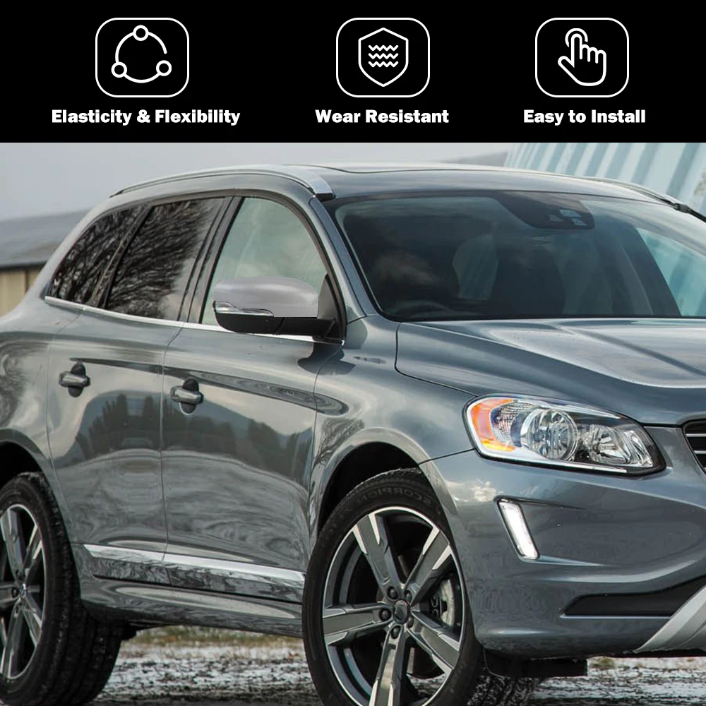 볼보 XC60 용 사이드 도어 미러 하우징 커버 캡 2013 2014 2015 2016-2018 버클 도어 윙 미러 커버 자동차 액세서리