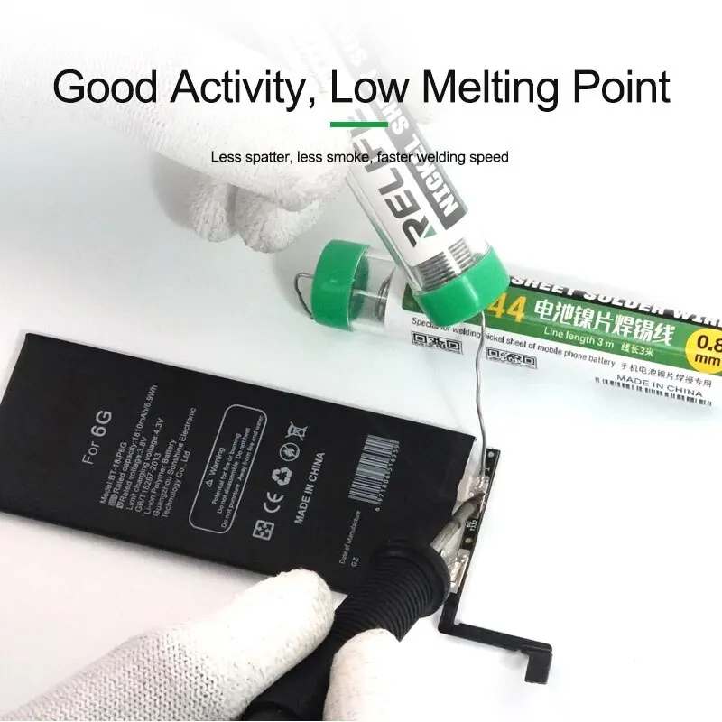 Soldering Wire RELIFE RL-444 Cell Phone Battery Nickel Sheet Solder Wire High Purity Tin Content High Soldering Point Firmly Splash/Smoke Less