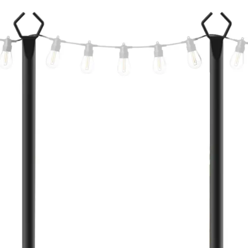 String Light Stand 2X Garden Light Poles Metal String Yard Poles Lawn Garden Heavy Duty Metal Outdoor