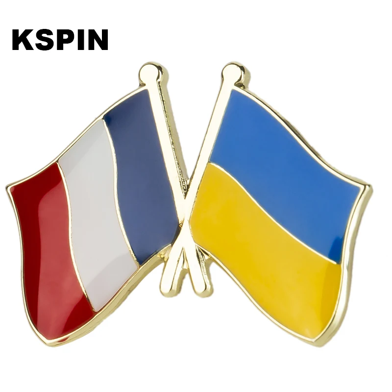 10Pcs U.S.A & Ukraine Friendship Badge Flag Brooch National Flag Lapel Pin International Travel Pins Collections enamel badges alloy brooch metal pins badge brooches art pins