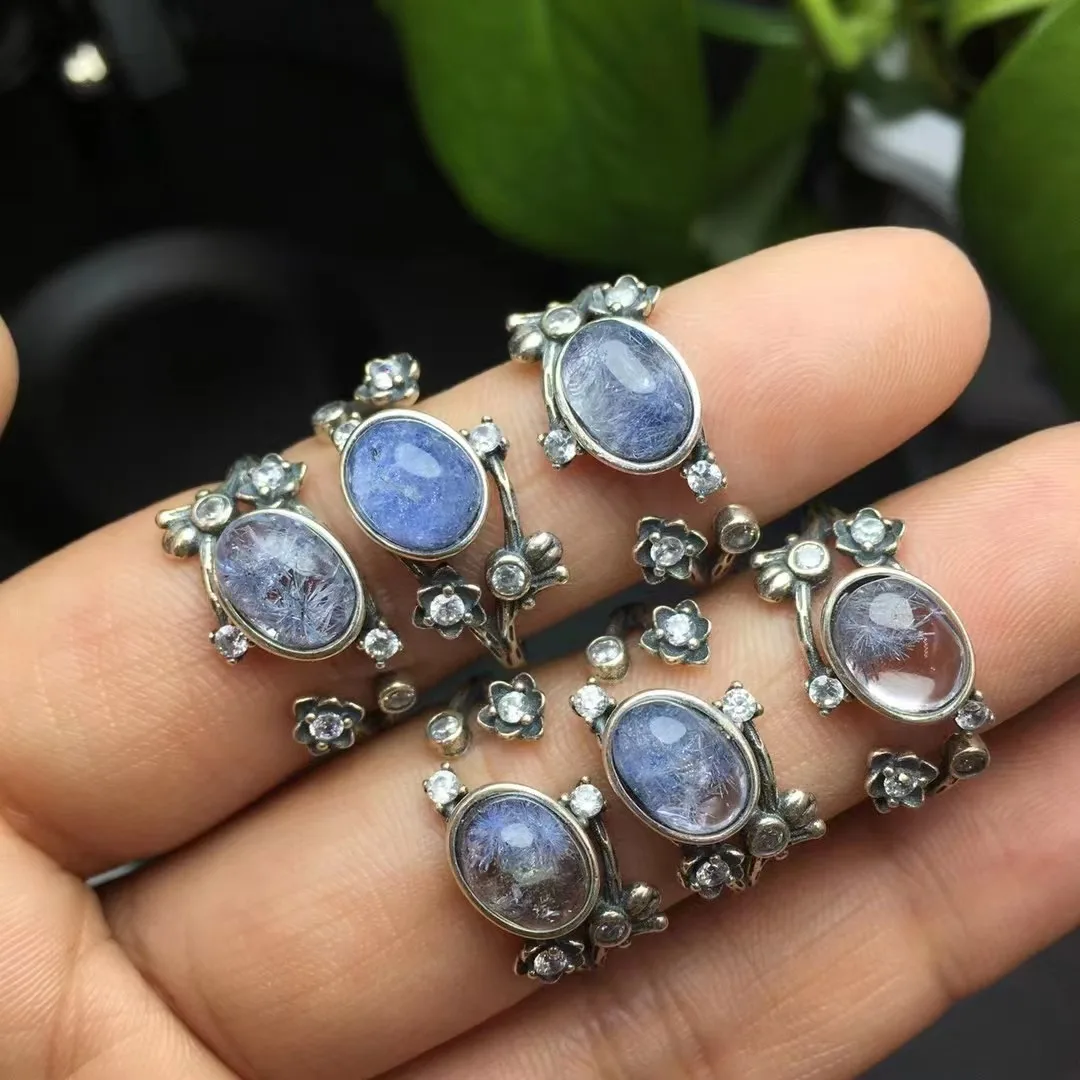 

Unit One Piece 925 Silver With High Quality Natural Dumortierite Crystal Healing Designed Ring Fashion Jewelry Gift For Friends