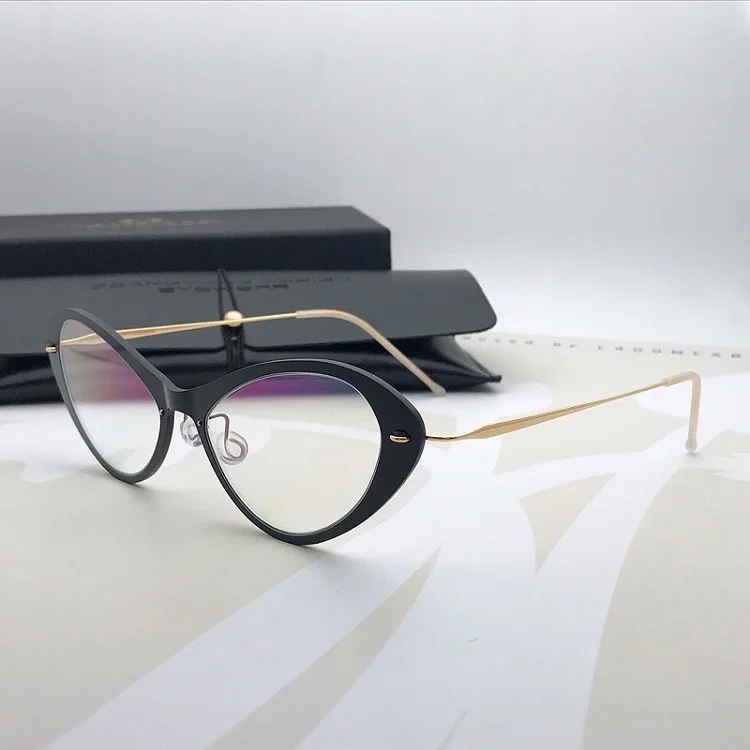 Dänemark Frauen schrauben lose Brille Rahmen ultraleicht 5g 6550 Mode Luxus Cat Eye Design Schmetterling Brillen Brille 2024 – Detail 14