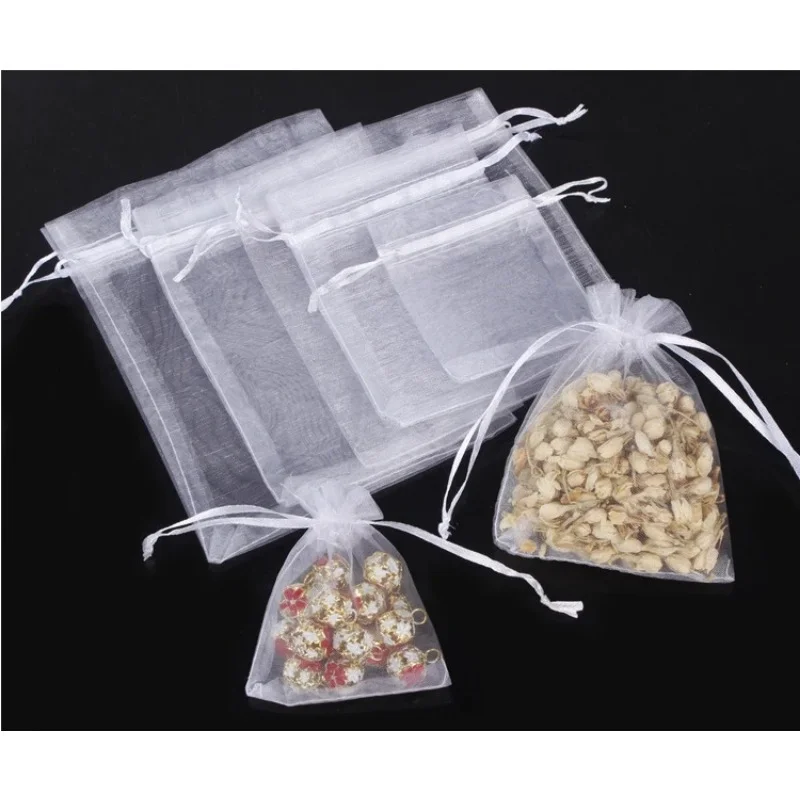 organza favor bags 25pcs Transparent Organza Favor Bags Packaging Pocket Jewelry Candy Drawstring Mesh Pouch Birthday Wedding Party Small Gift Bag
