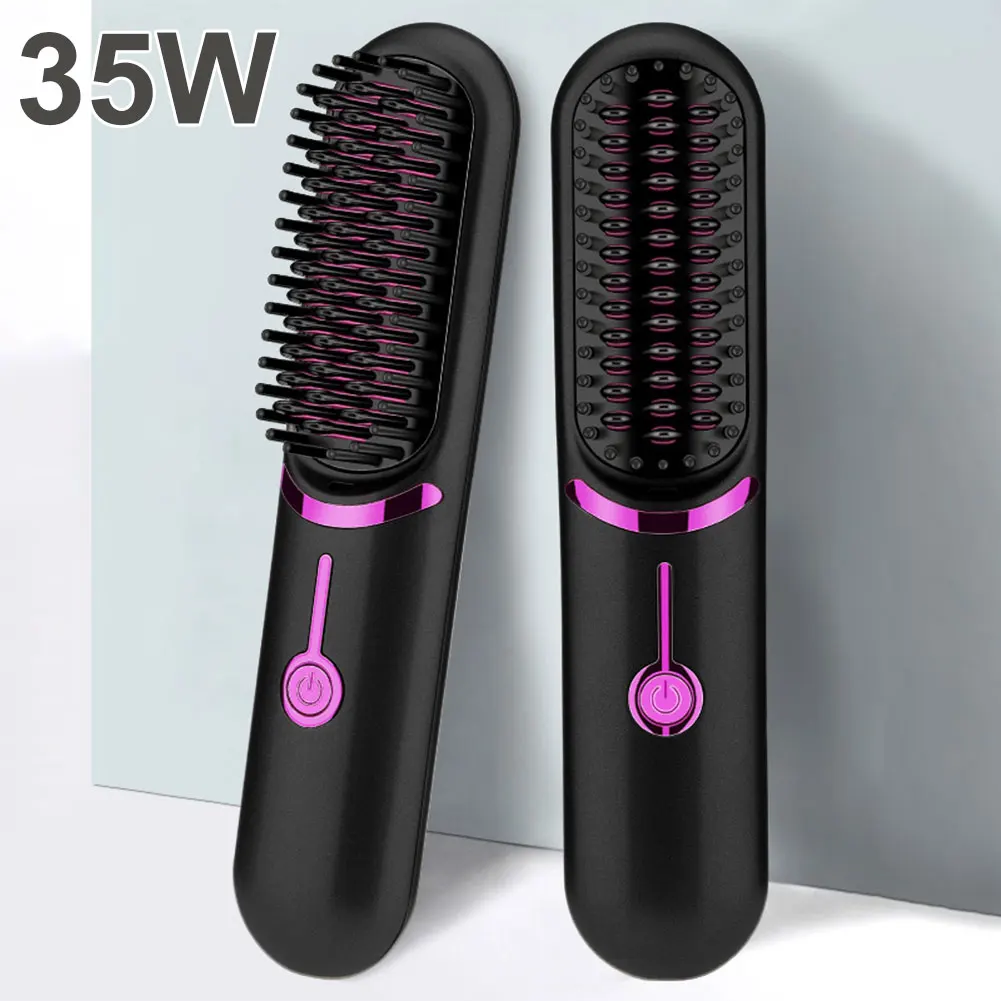 Wireless Hair Straightener USB Charging Wireless Straight Hair Comb 3 Temp Setting Hair Straightening Brush for Hairstyler Salon 4