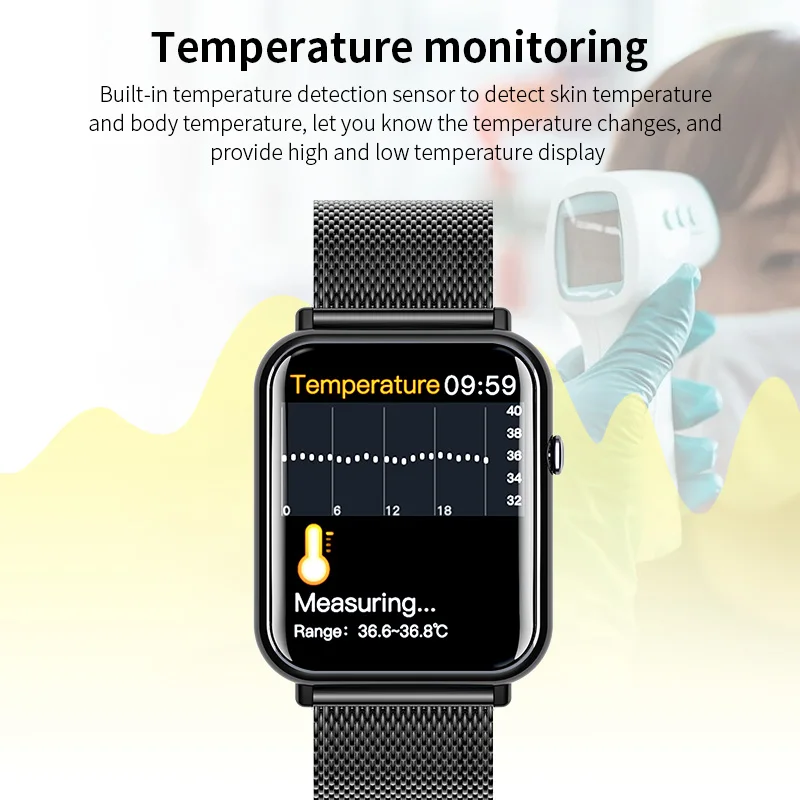 Lige Fashion Smart Watch Ladies Body Temperature Sport Fitness Watch Bluetooth Call Relojes Inteligentes Smartwatch Men New 2023