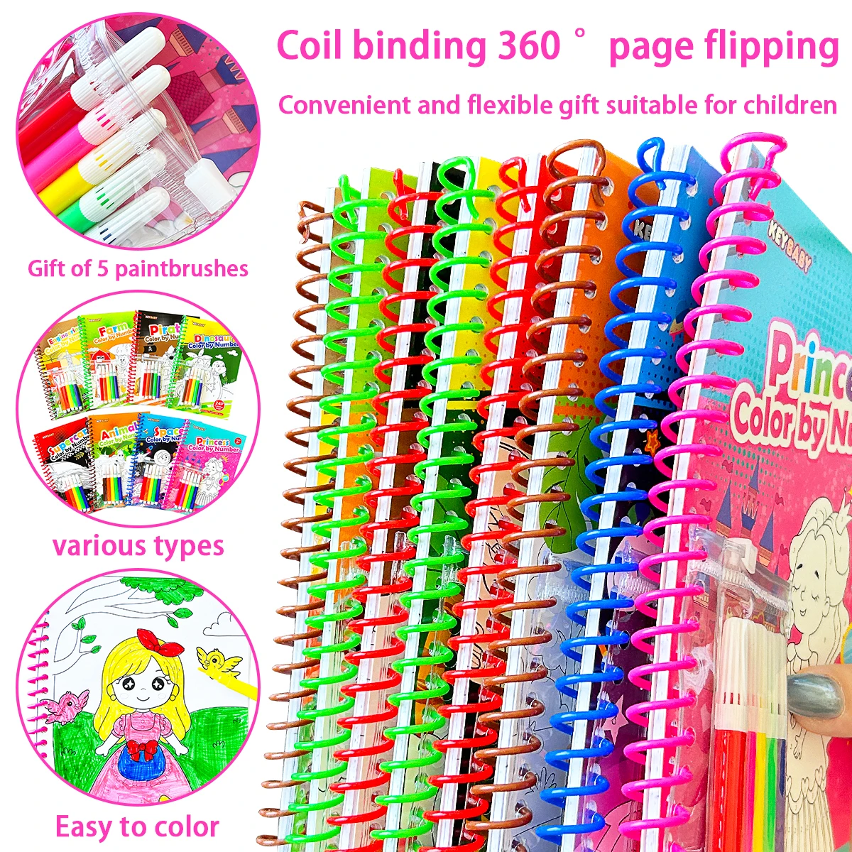 Vibrant Art Adventure: Themed Coloring Book with Watercolor Pens