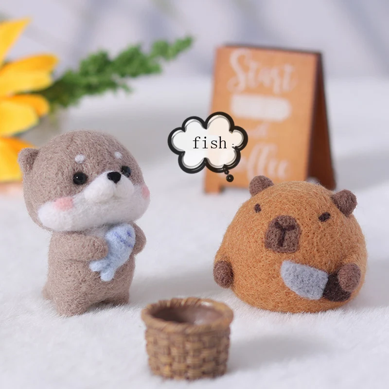 No Finish DIY Kit Capybara Hog Animal Wool Felt Craft Poke Handmade Needle Wool Kit Doll For Kids Women Beginner s