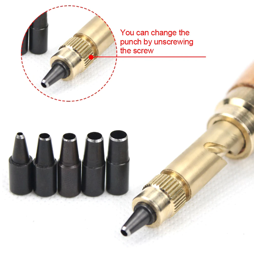 Automatic Belts Punch Replaceable Mute Rotary Punching Punchers Hole Punch Screw Drill Tip Die Leather Watch Craft Tool