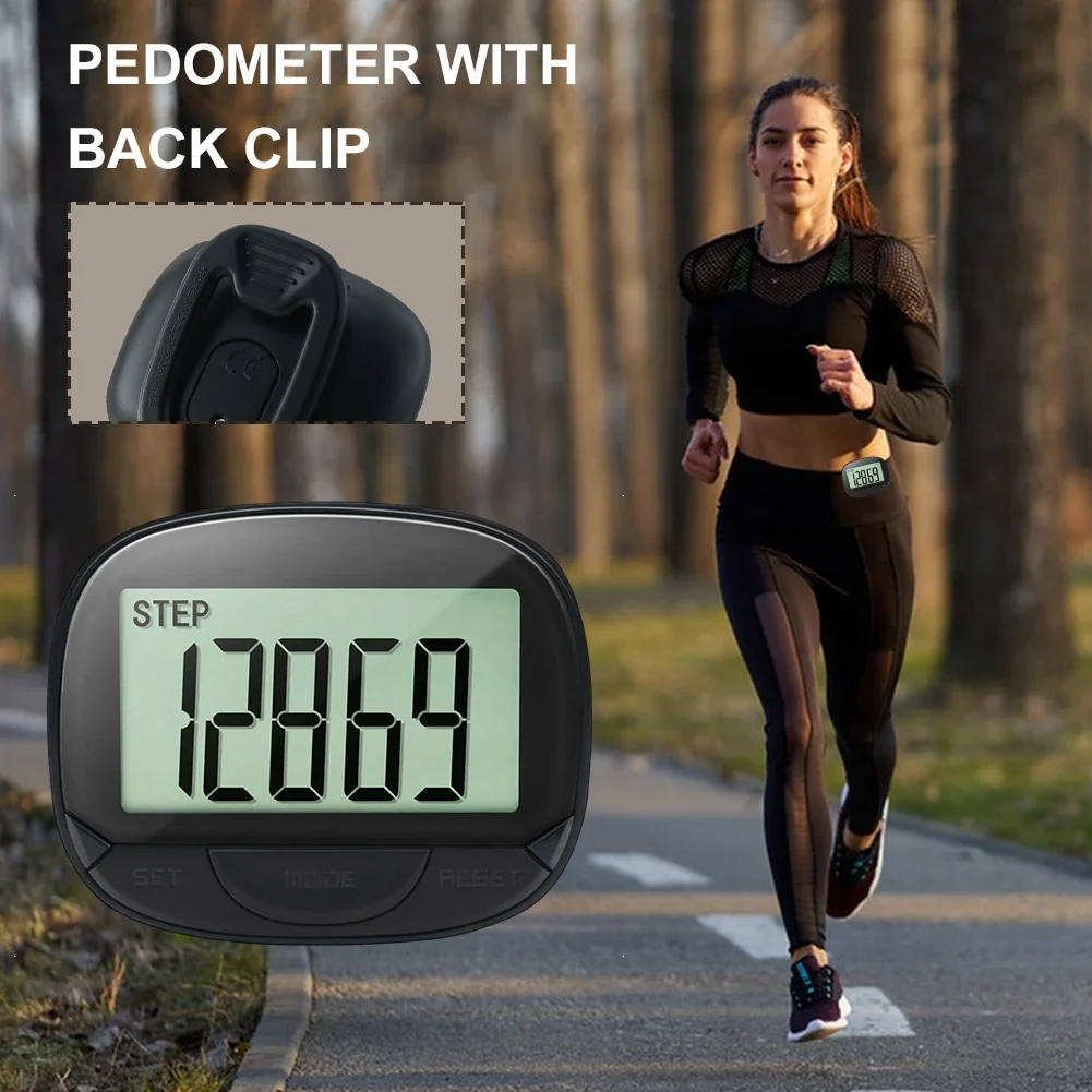 Clip-On Pedometer Calorie Pedometer Digital Display Simple Step Tracker Large Screen Multifunctional for Women Men