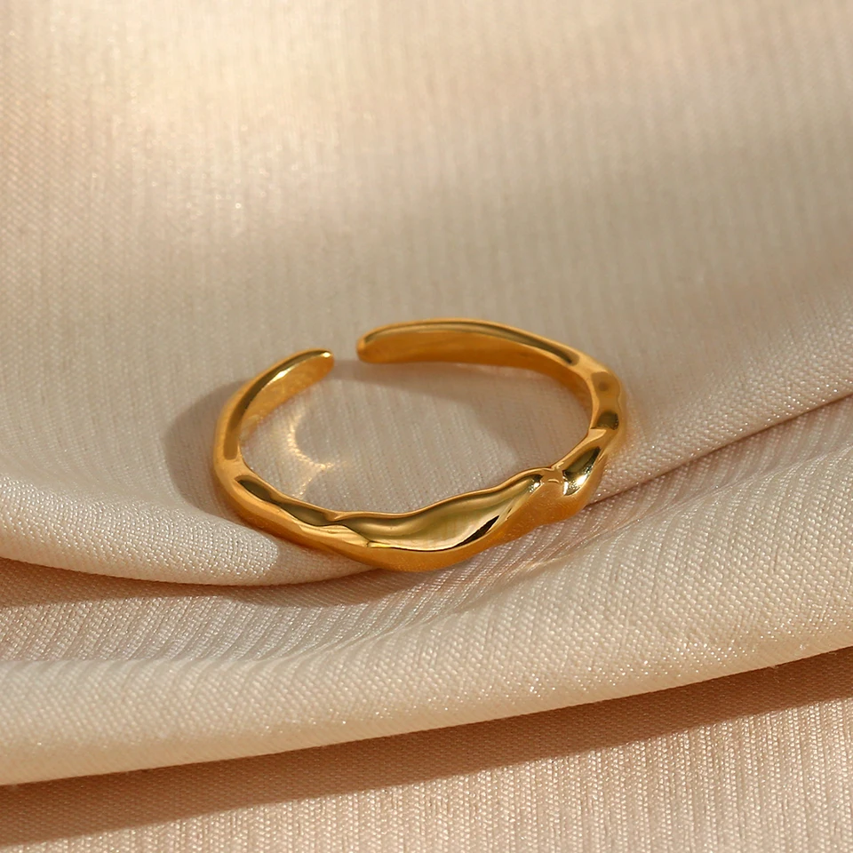 Glimmerst Birth Year Ring - 18K Gold Plated Stainless Steel Adjustable Open Number Ring For Women