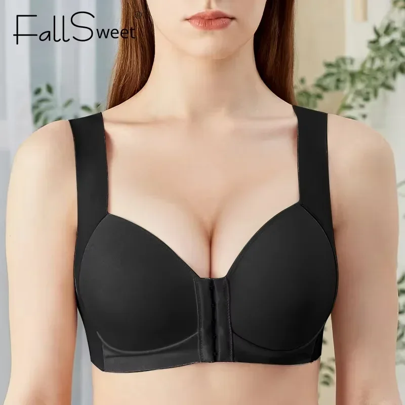 FallSweet Front Button Bra for Women Large Size Brassiere Seamless Push Up Bras Sexy Underwear Mother's Bras Female Lingerie 2