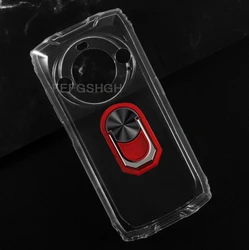 Enhanced Phone Case with Back Finger Ring - Soft TPU Silicone, Black for Blackview BV9300 pro (Transparent C Red)