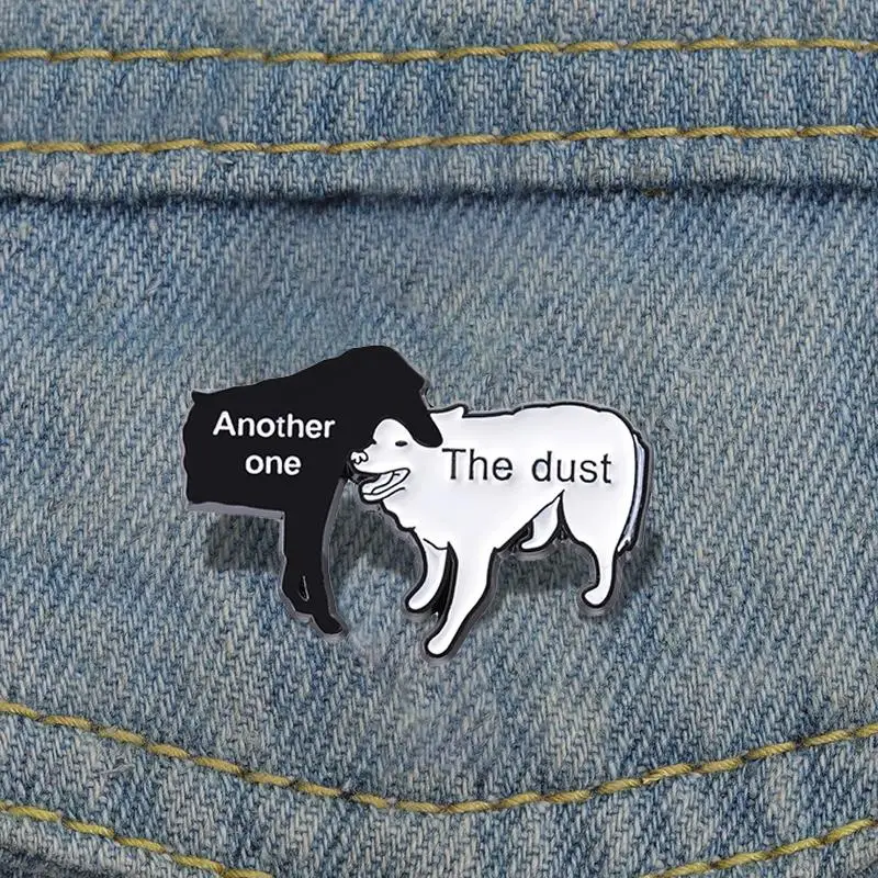 

Dogs Bite The Dust Enamel Pins Custom Song Brooches Lapel Badges Cartoon Funny Animal Jewelry Gift for Kids Friends
